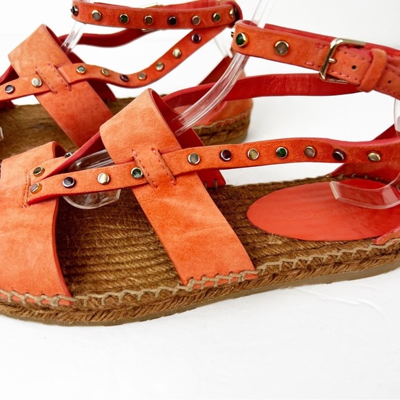 SZ 39 Jimmy Choo Orange Suede Espadrilles with studs - Picture 8 of 9